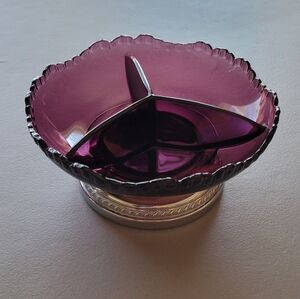 Vintage Krome Kraft Farber Brothers Purple/Amethyst 3-Part Divided